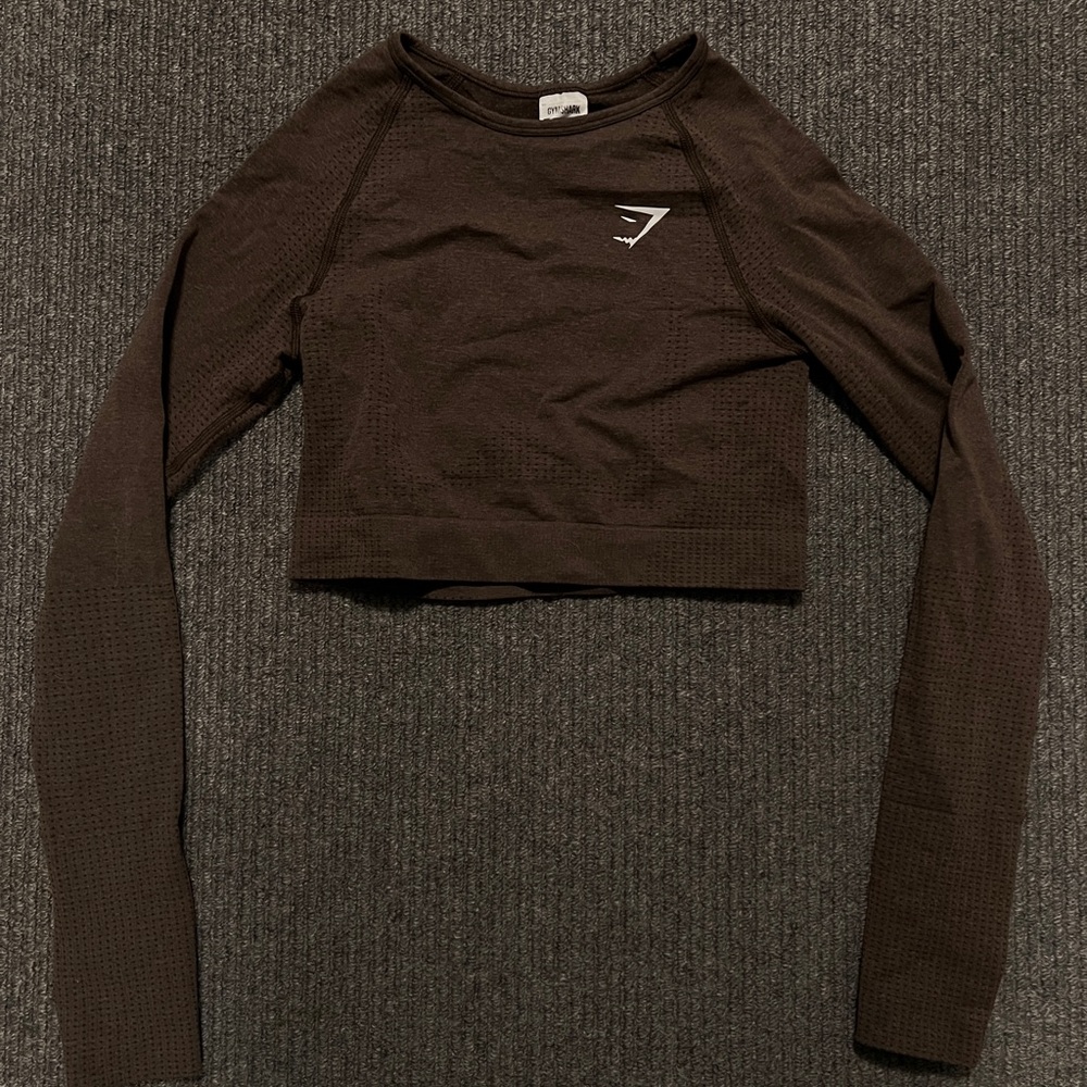 Gymshark Adapt Seamless Long Sleeve Crop Top - Brown (S)